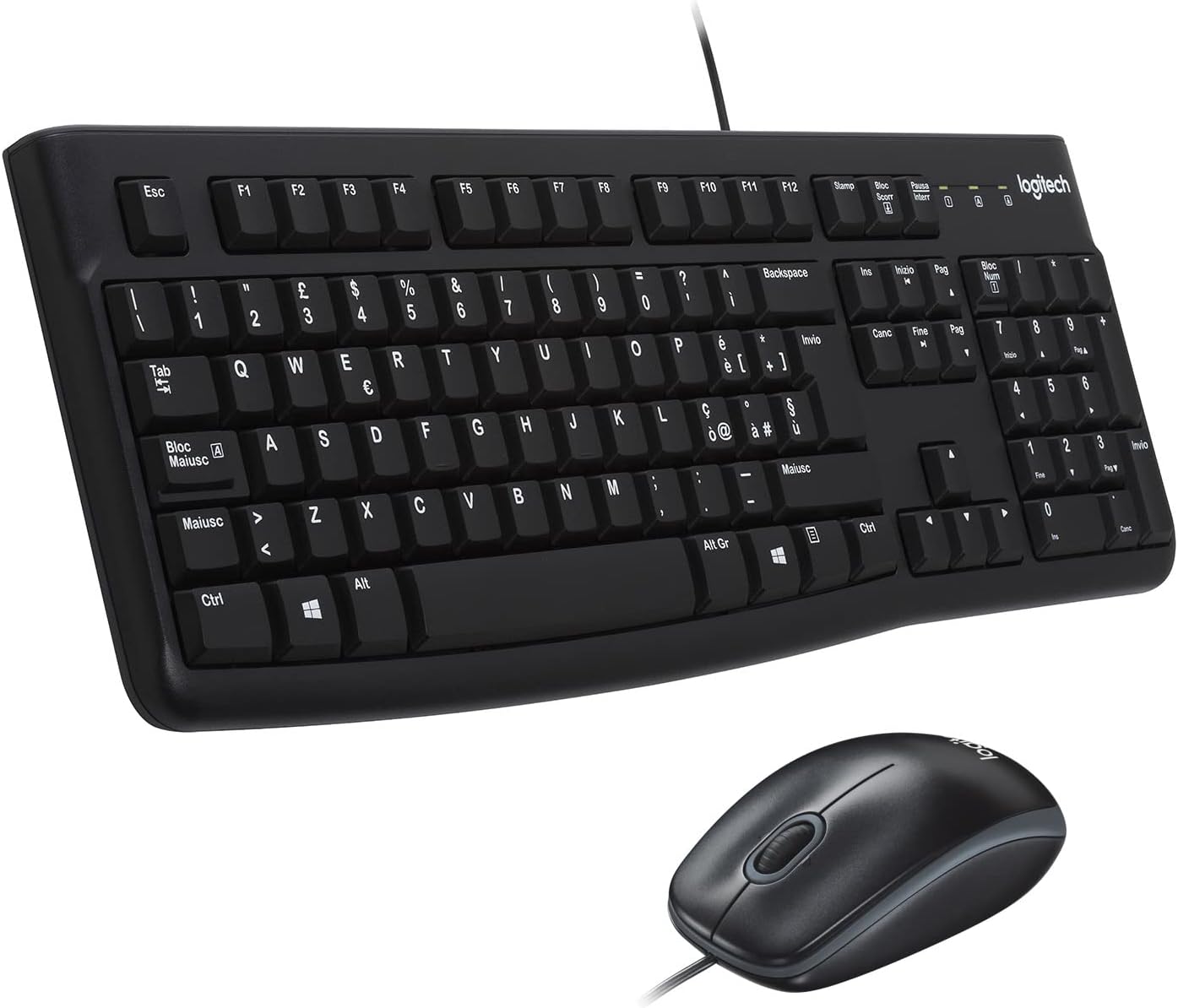 Logitech 920002543 Tastiera + Mouse Wired Layout Italiano Mk120