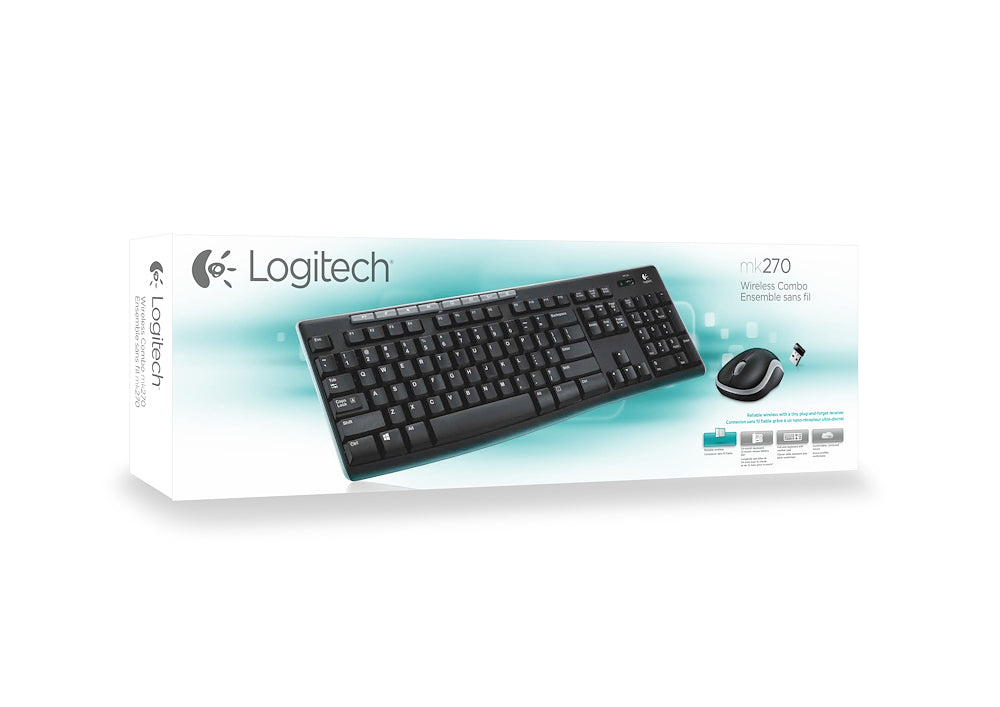 Logitech 920004512 Tastiera+mouse Wireless Usb Mk270 Nero