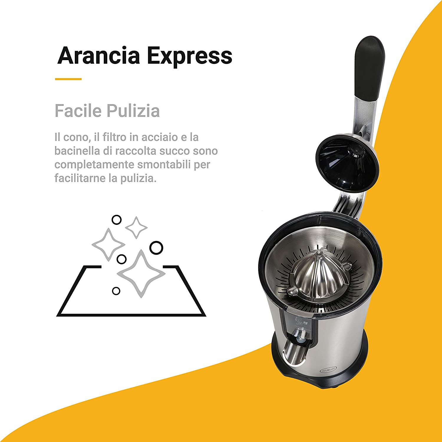 Rgv ARANCIAEXPRESSN Spremiagrumi Elettrico 120w A Leva Acciaio