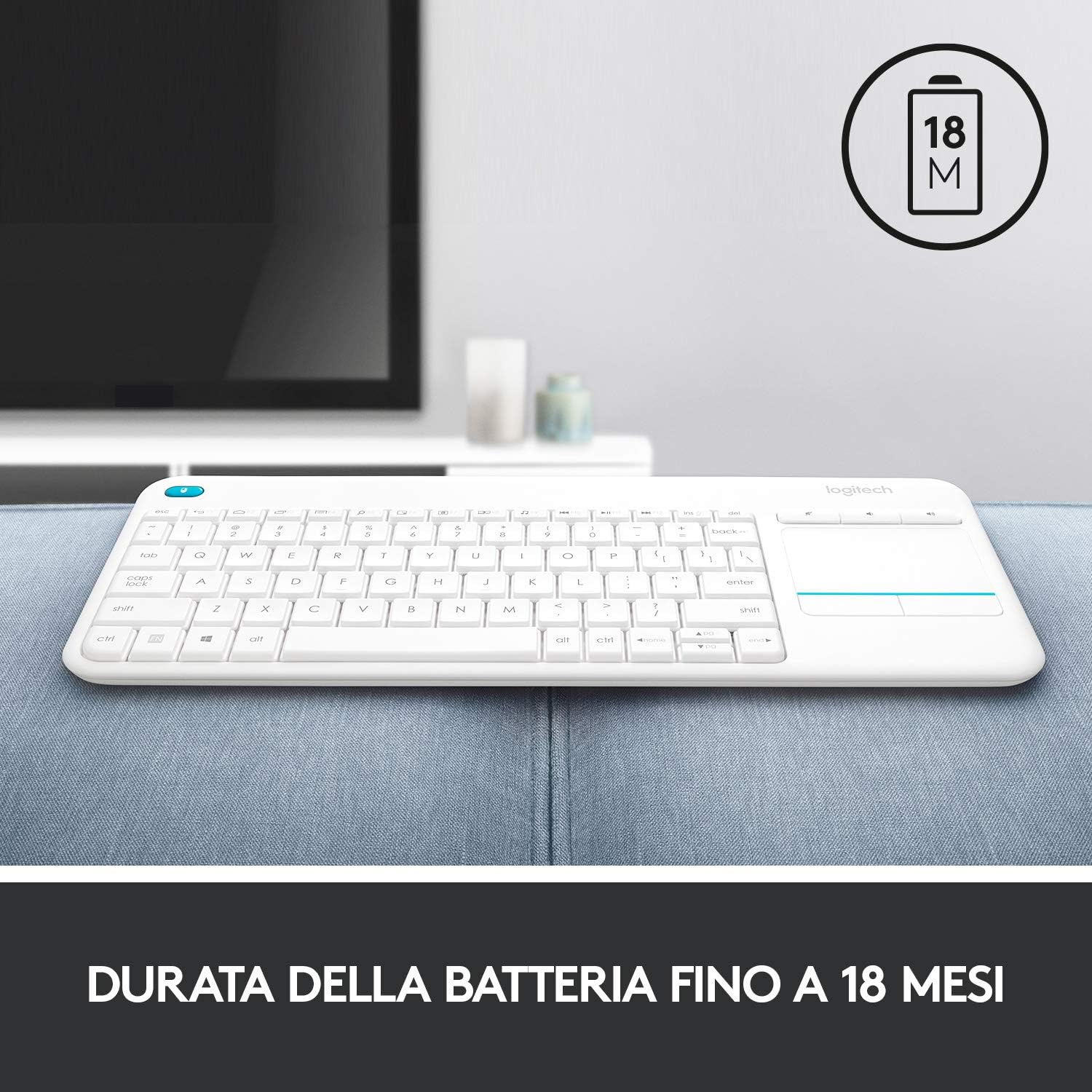 Logitech 920007136 Tastiera Wlss Touch K400 Plus Bianco