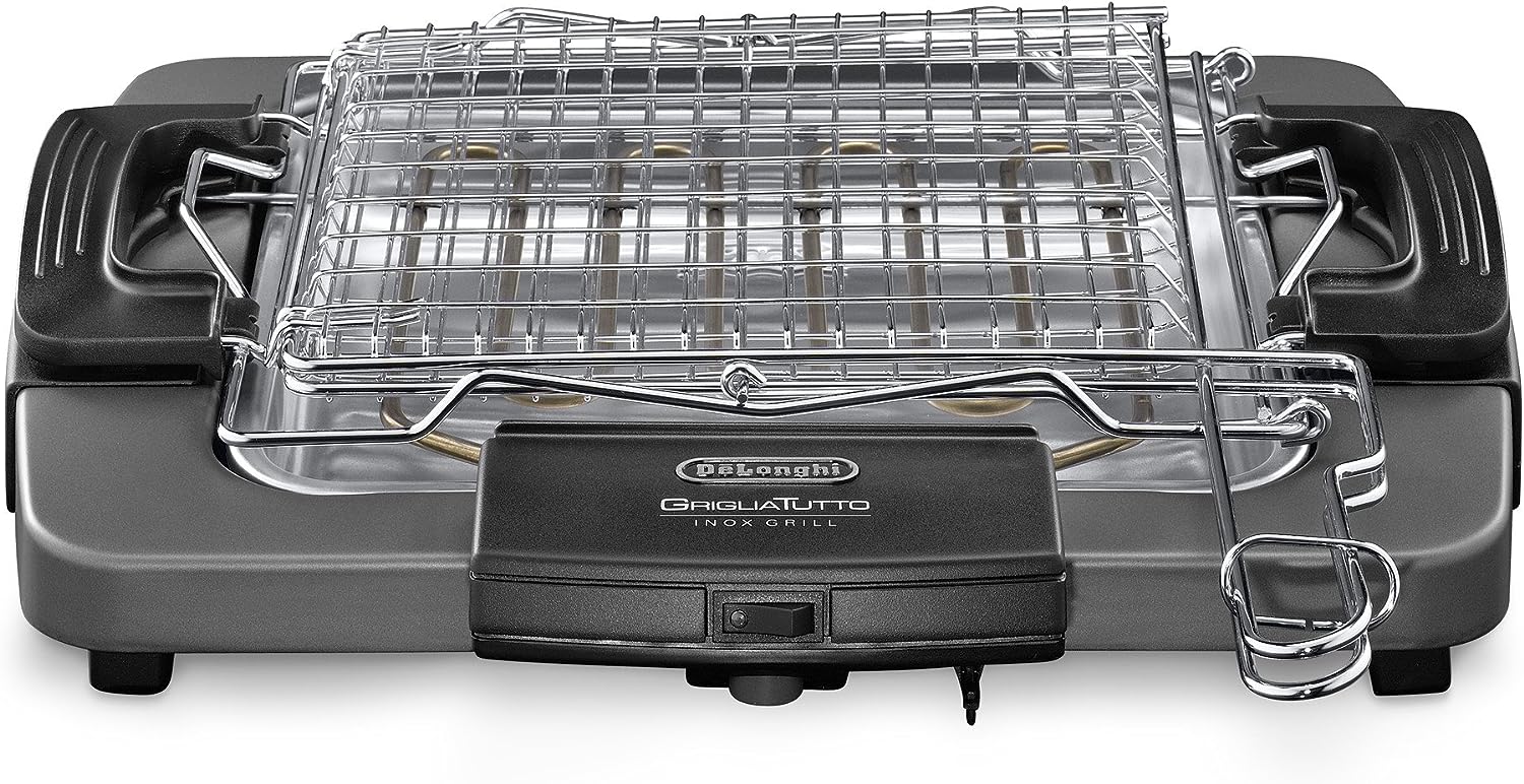 De Longhi BQ60X Barbecue 1900w 28x27cm Griglia Girevole Inox