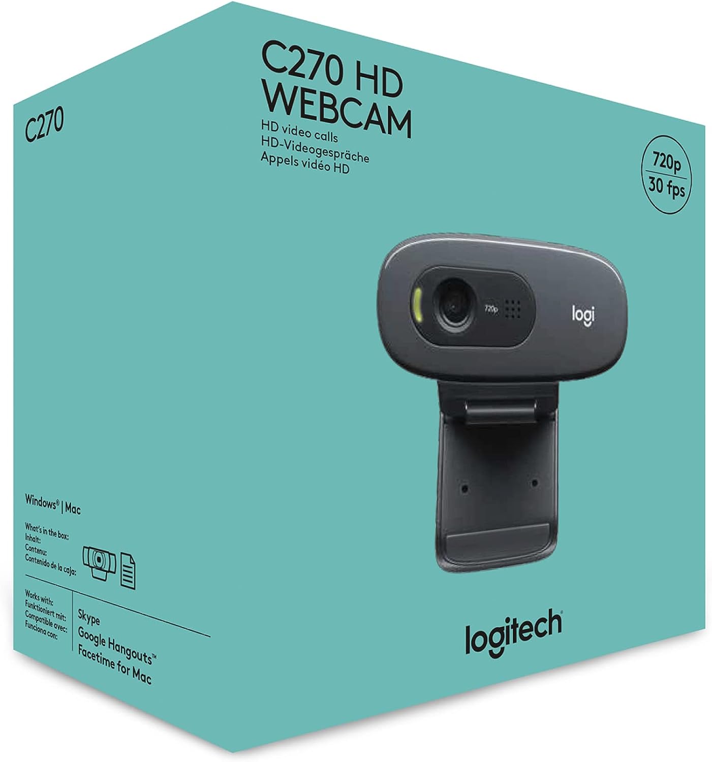 Logitech 960001063 Web Cam 30fps 1280x720px 2mp C/mic C270