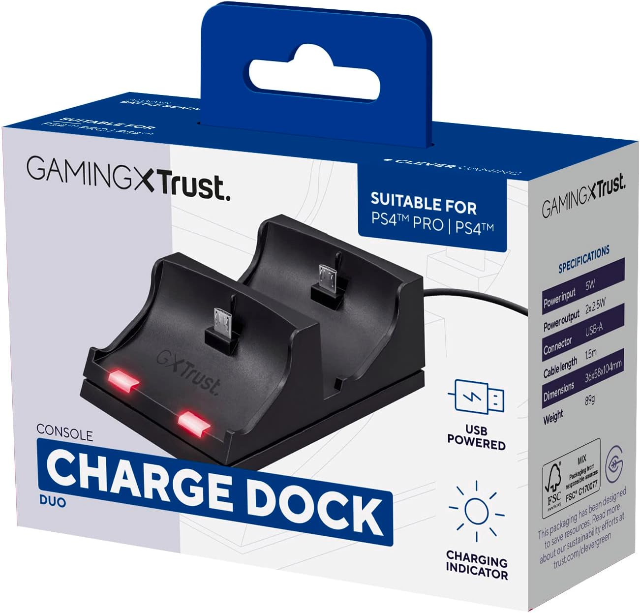 Trust Gaming GXT 235 Dock ricarica duale Nero