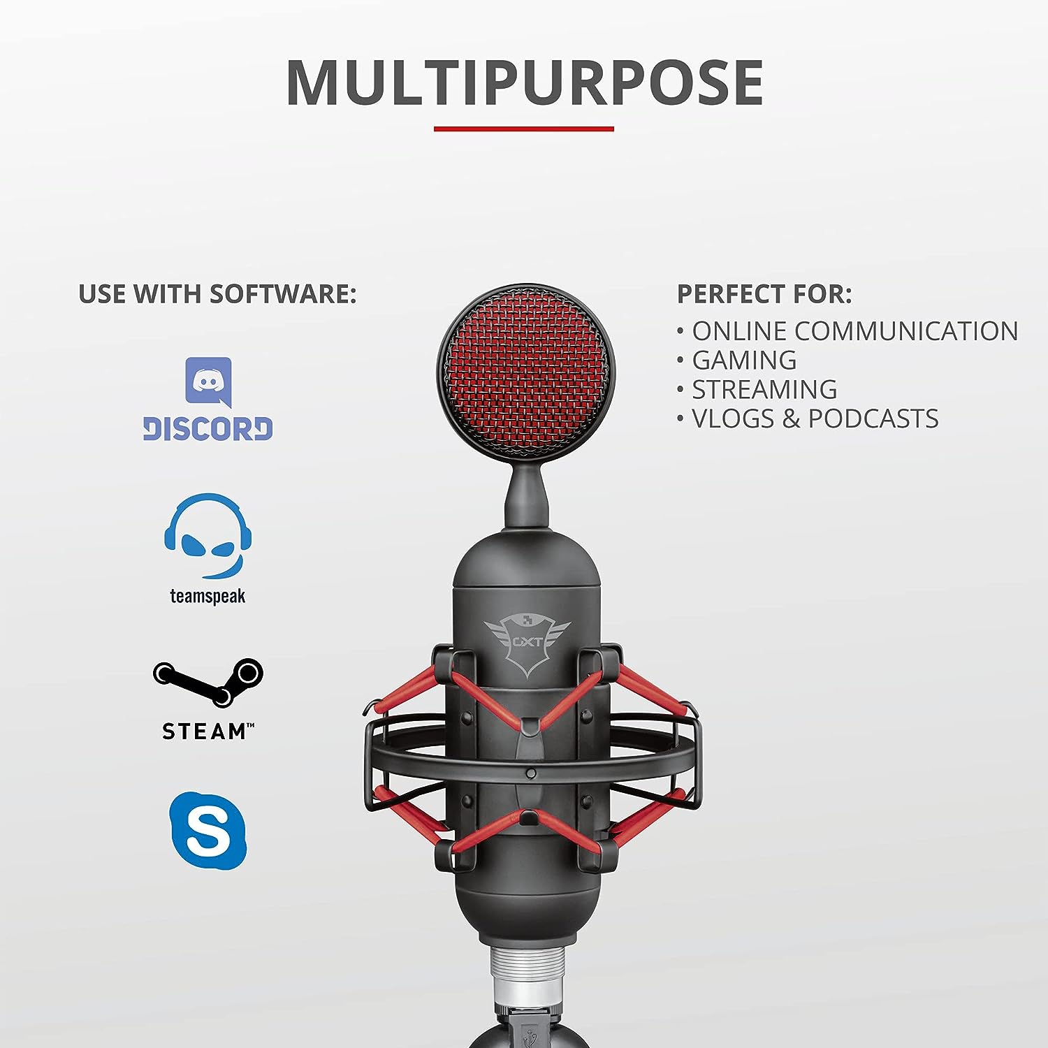 Trust Gaming GXT 242 Lance Microfono streaming Nero