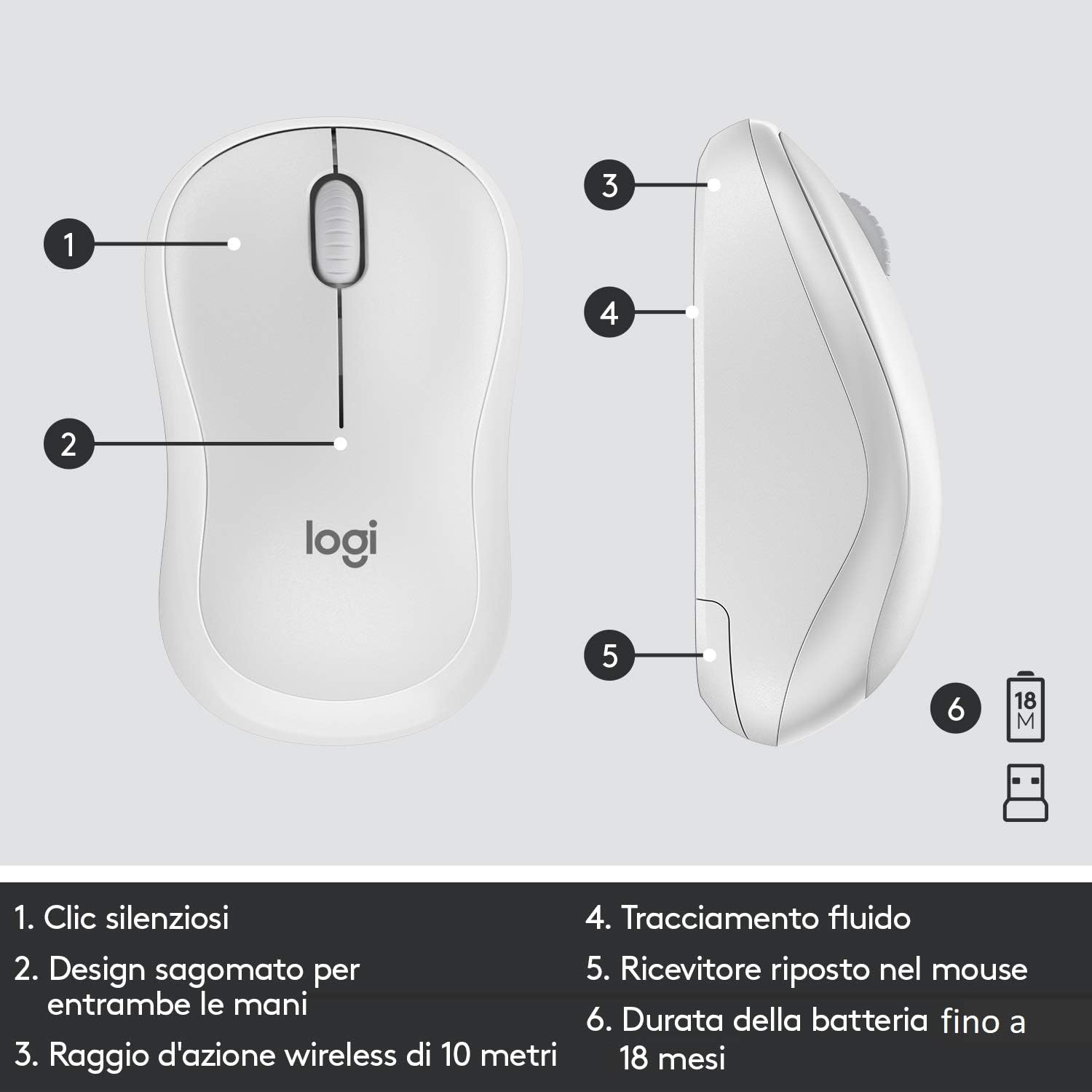 Logitech 920009821 Tastiera Wireless +mouse Mk295 Silent White