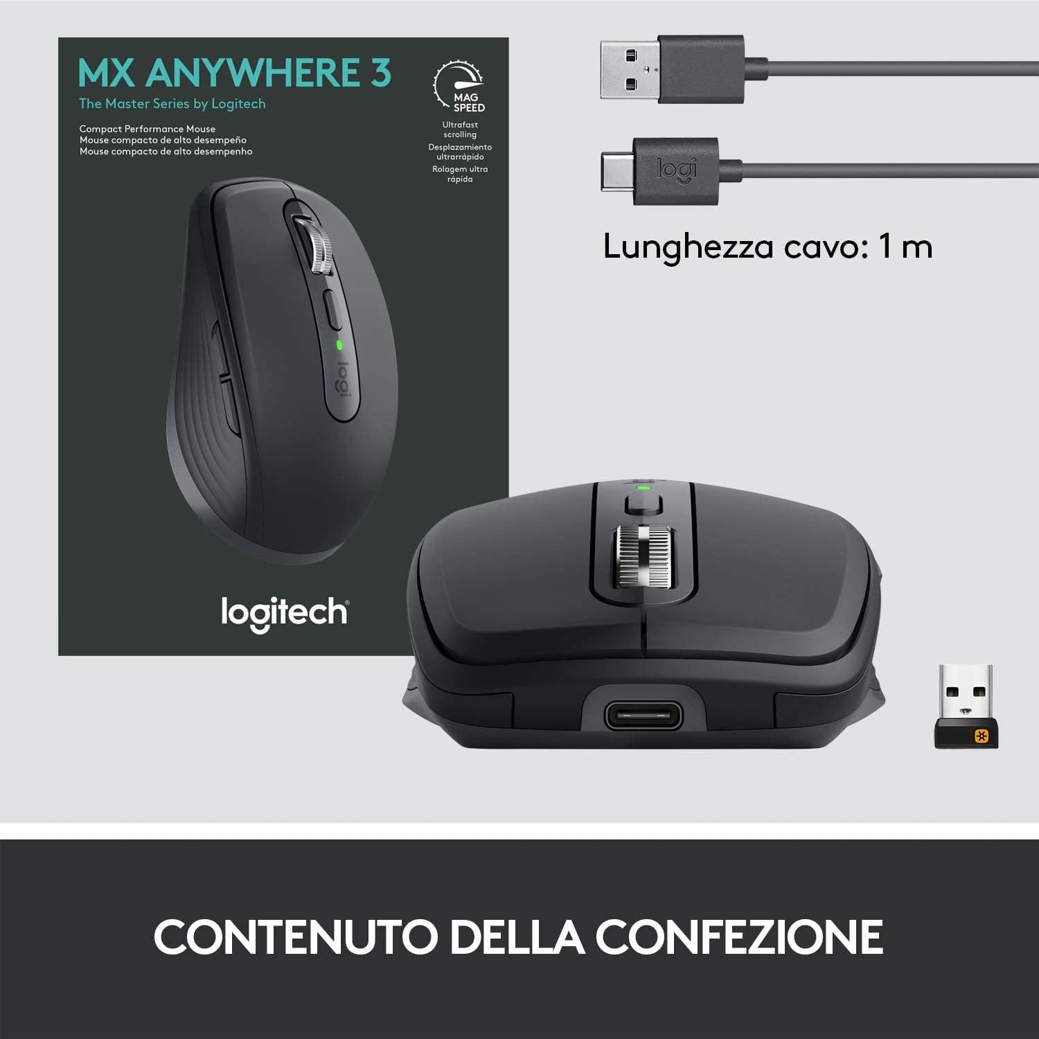 Logitech 910005988 Mouse Wlss 2.4ghz Mx Anywhere 3 Grafite