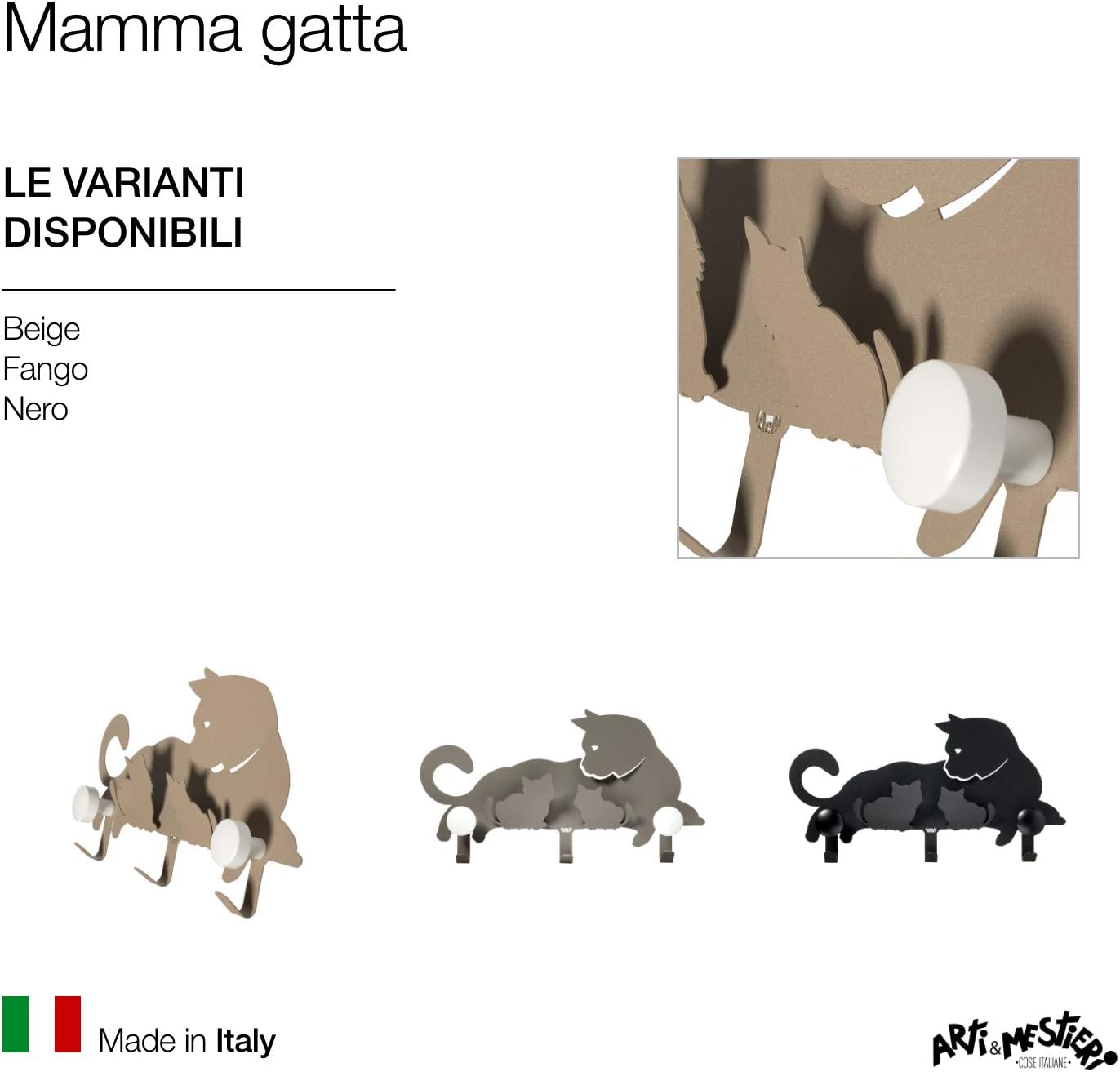 Arti & Mestieri 0AP3493C116 Appendiabiti Mamma Gatta Beige