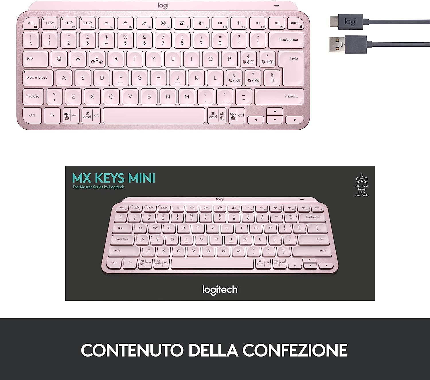 Logitech 920010812 Tastiera Foster Mx Keys Mini Rose