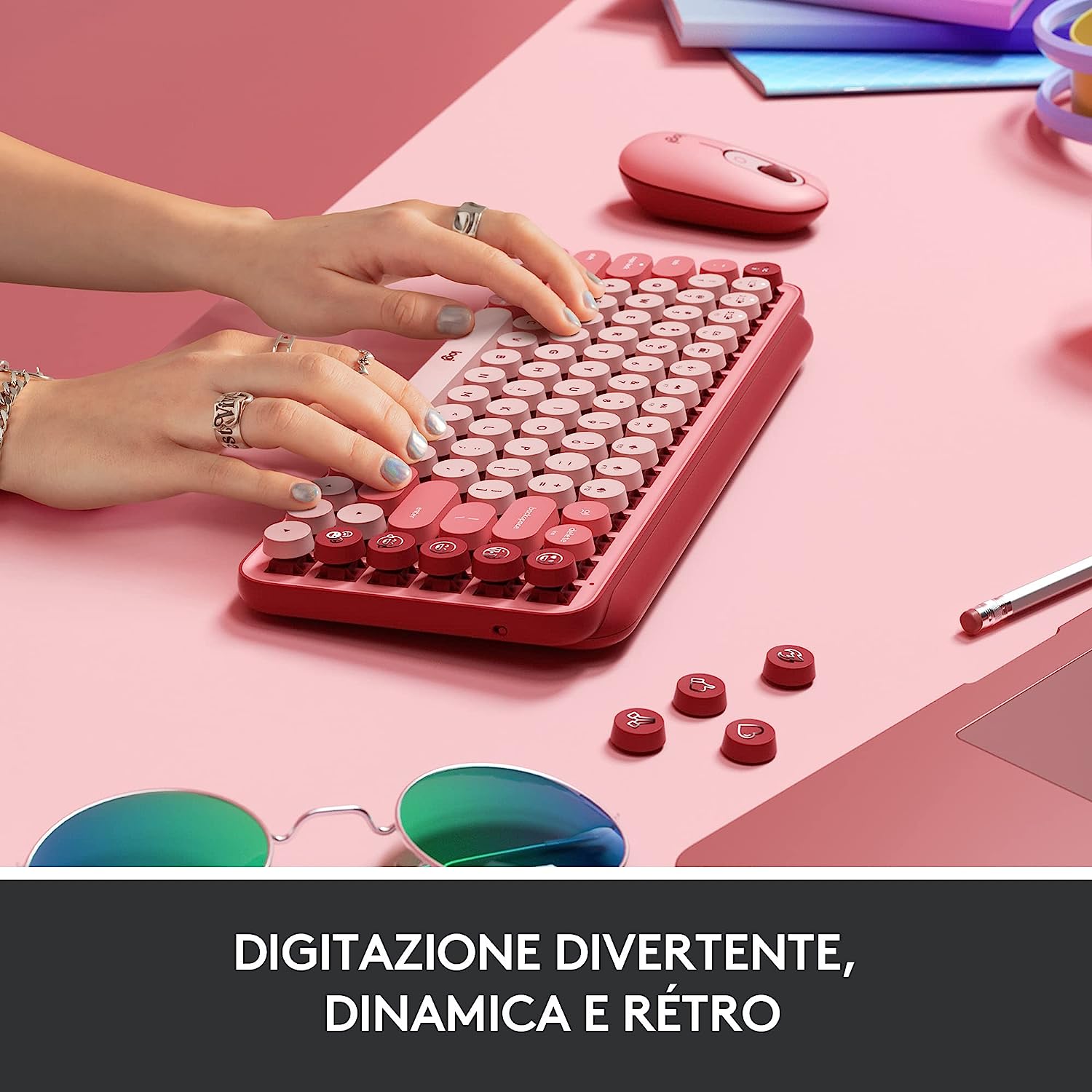 Logitech 920010727 Tastiera Pop Keys Meccanica Wlss Bt Rose