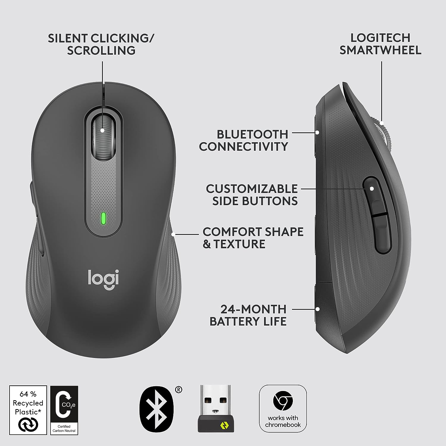 Logitech 910006253 Mouse Wireless Signature M650 Grafite