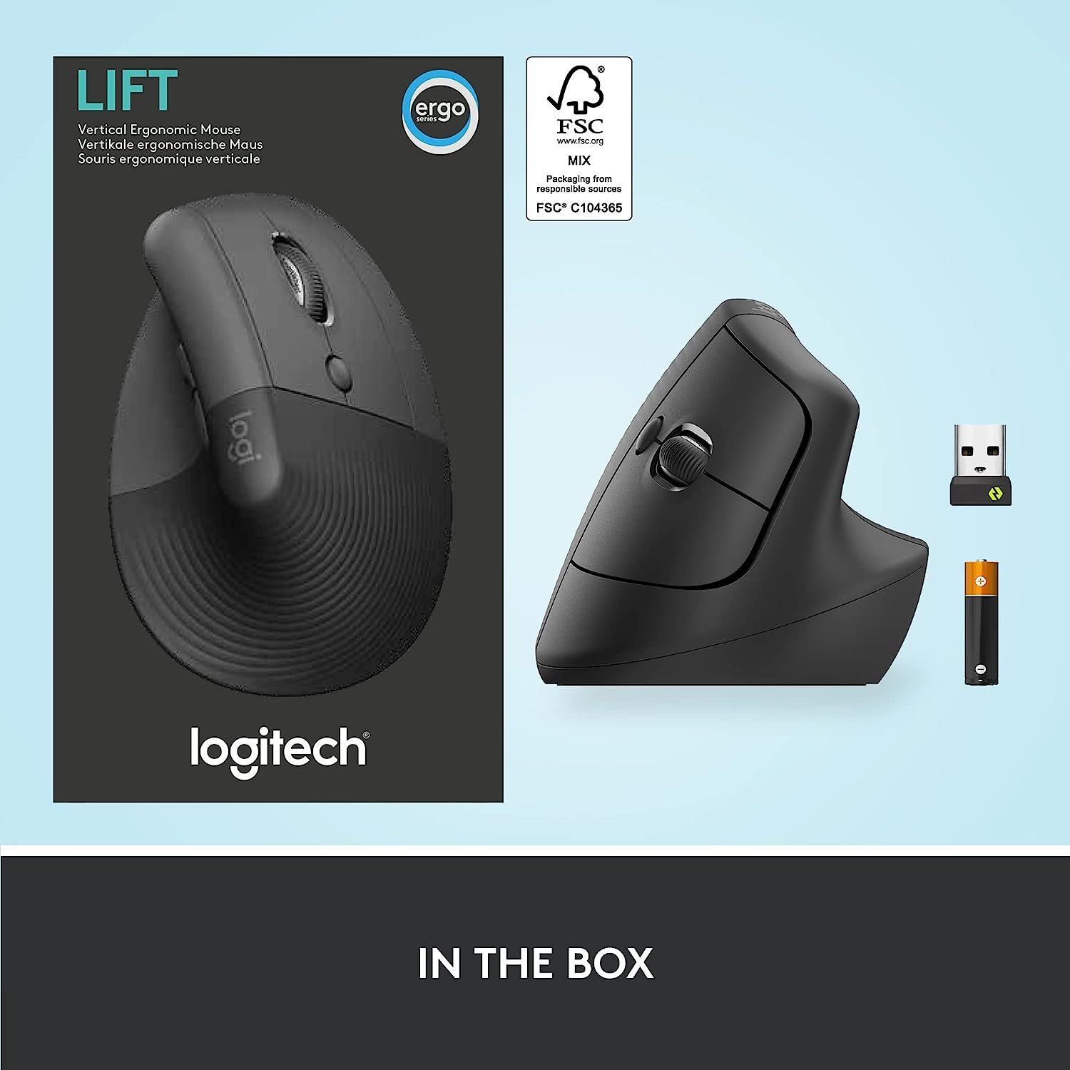 Logitech 910006473 Mouse Ergonomico Verticale Wlss Lift Black