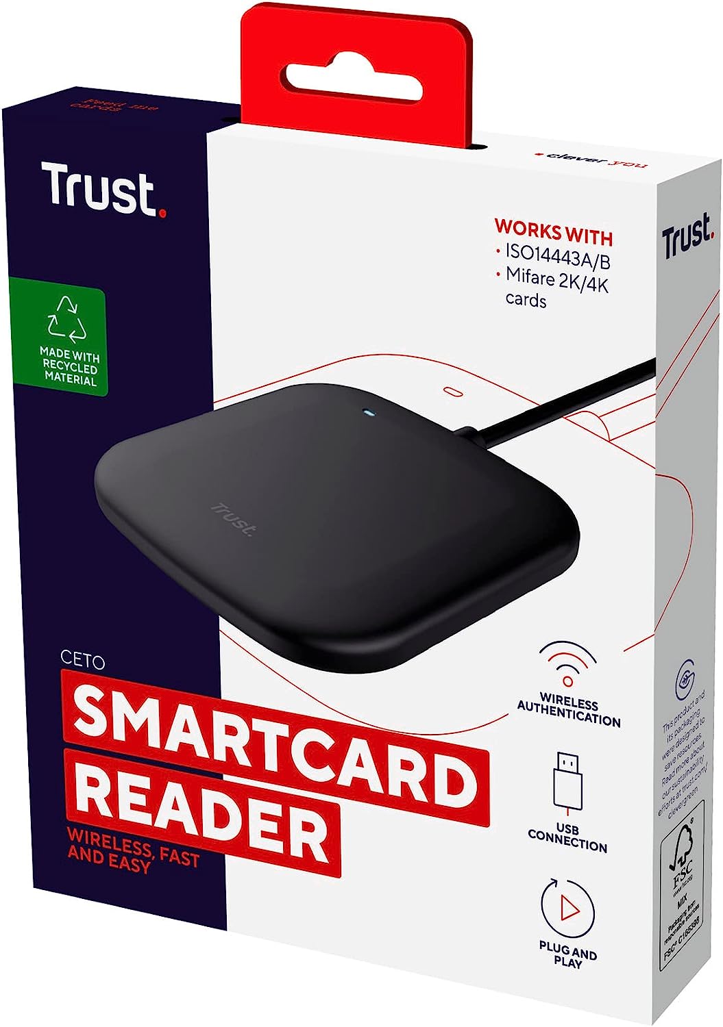 Trust Ceto Lettore di smart card contactless Nero