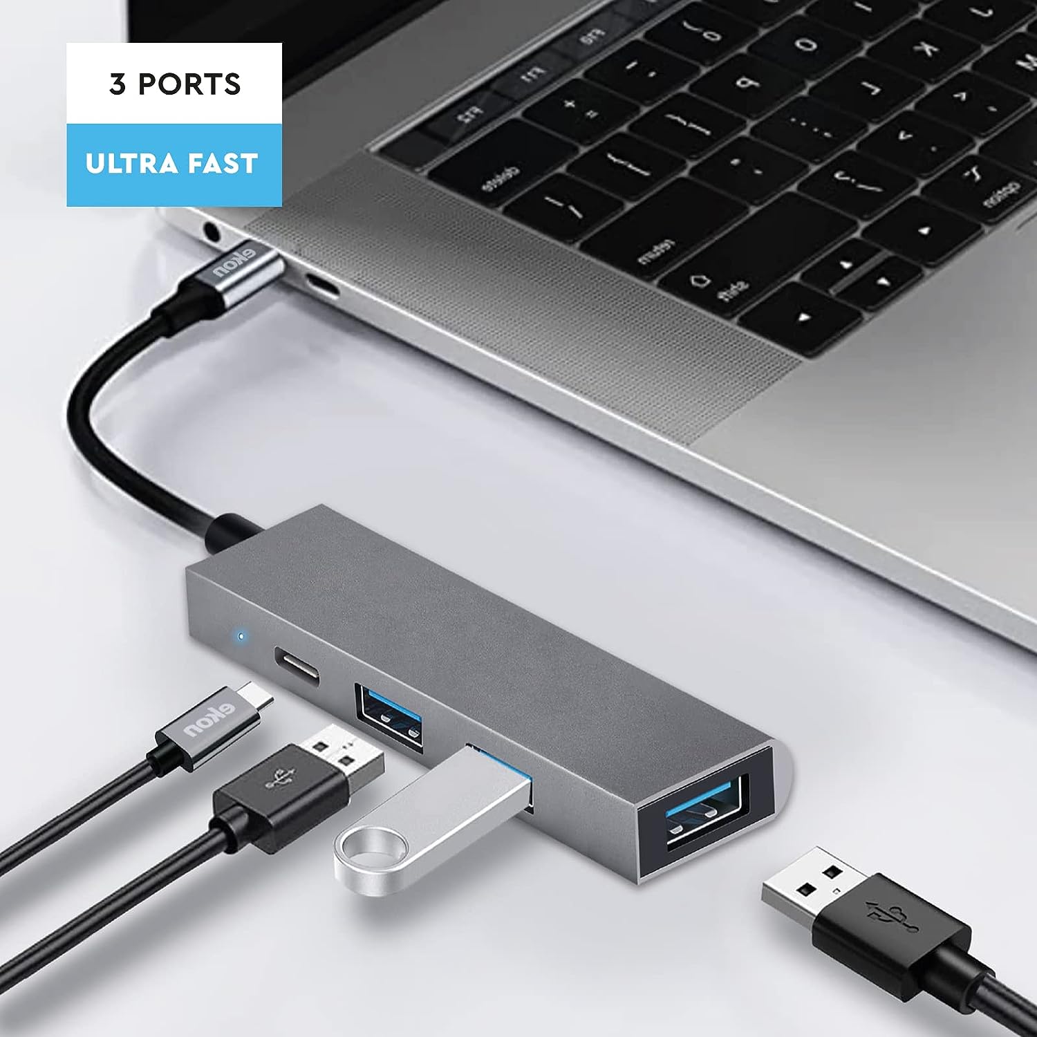 Ekon ECITHUBTC34USBIN Hub Type-c M A 3usb F/1type-c F Alluminio