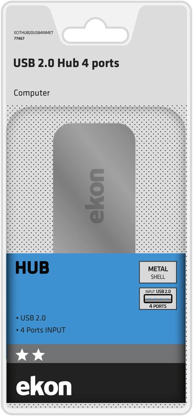 Ekon ECITHUBTC34USBIN Hub Type-c M A 3usb F/1type-c F Alluminio