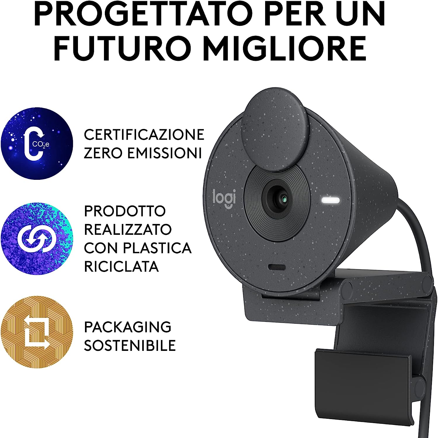 Logitech 960001436 Web Cam Fhd Usb-c Brio 300 Graphite