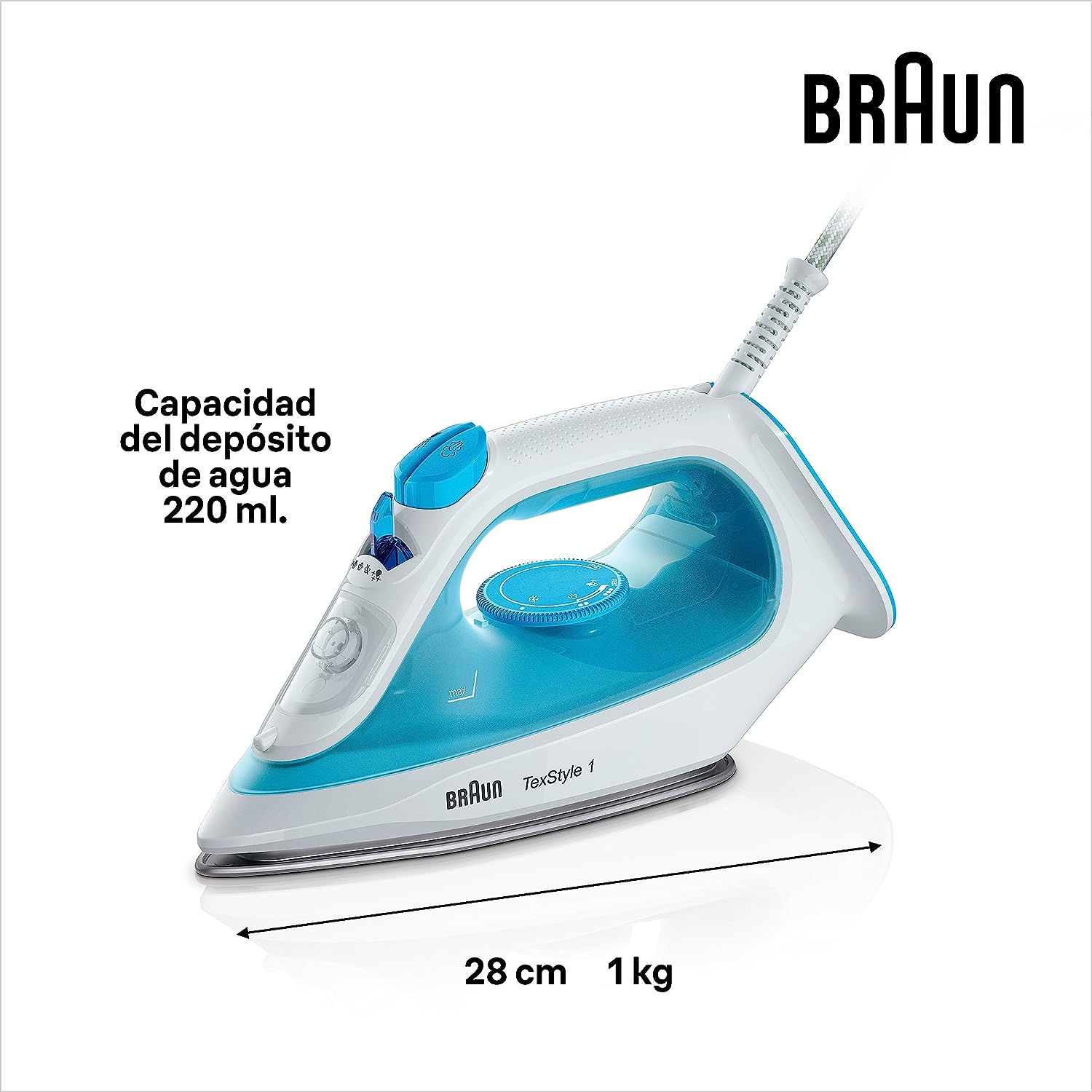 Braun SI1050BL Ferro Vapore 2000w Piast.non Stick Bianco/blu