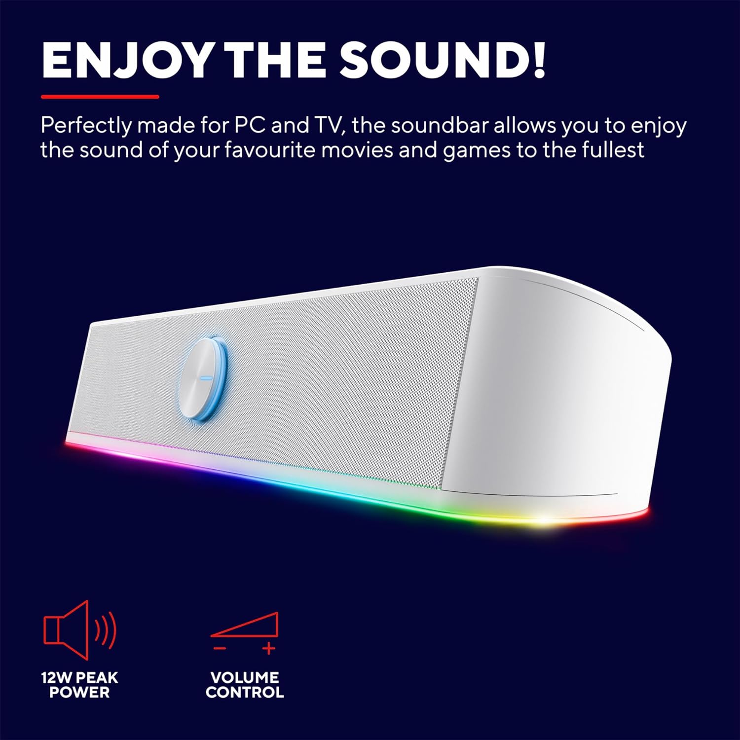 Trust Gaming GXT 619W Thorne Soundbar illuminata RGB Bianco